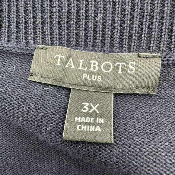 TALBOTS Plus Women's 3X Soft Light Sweater Navy Blue Colorful Hearts Pullover‎ - Picture 4 of 9